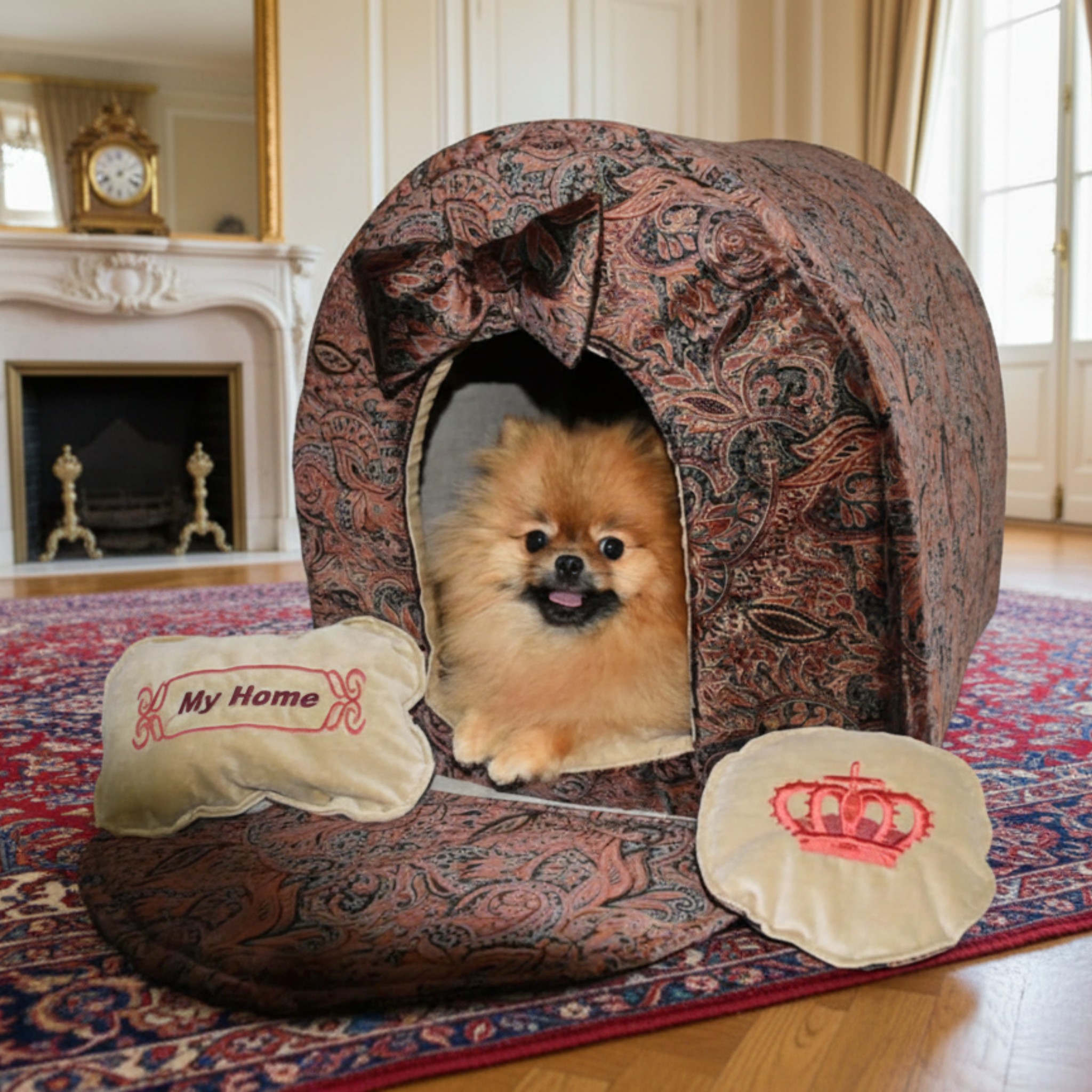 Cuccia di Lusso in Velluto Broccato Etro per Cani Piccoli